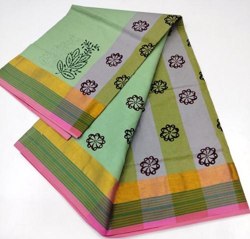 PL Salem Sarees Hand Block Printed Saree